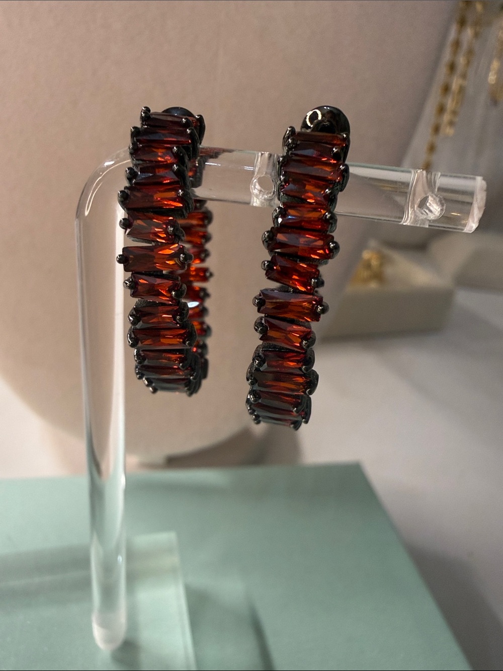Amber Rodium Hoop Earrings - Elegant Women’s Jewelry
